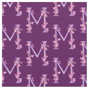 Monogramm erste M lila Orchideenfarbe Stoff