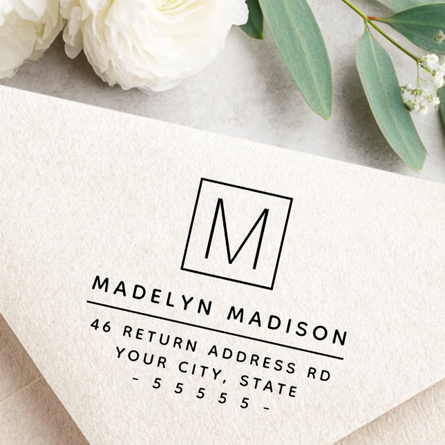 Monogramm erste minimale Rücksendeadresse Gummistempel (Monogram initial minimal return address rubber stamp)