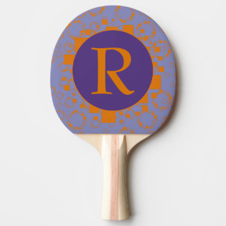 Monogramm erste Orange-Lila Kreise Quadrate Tischtennis Schläger