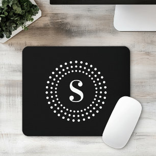 Monogramm erste radiale Punkte auf schwarz Mousepad