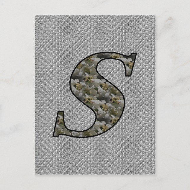 Monogramm Erste S Hydrangea florale Postkarte (Vorderseite)