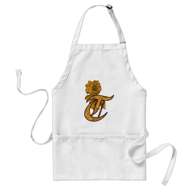 Monogramm erste T Gold Peony Schürze (Vorne)