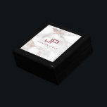 Monogramm erste Template Rose Gold Weißer Marmor Erinnerungskiste<br><div class="desc">Elegante Monogram Template Rose Gold Weißer Marmor Schmuck / Geschenkboxen.</div>