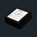 Monogramm erste Template Rose Gold Weißer Marmor Erinnerungskiste<br><div class="desc">Elegante Monogram Template Rose Gold Weißer Marmor Schmuck / Geschenkboxen.</div>