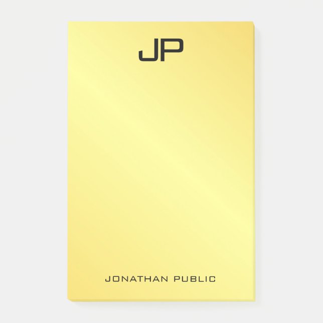 Monogramm erste Vorlage Gold-Look Vertikal Post-it Klebezettel (Vorderseite)