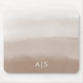 Monogramm erste Wasserfarbe Pilz Brown Ombre Mousepad