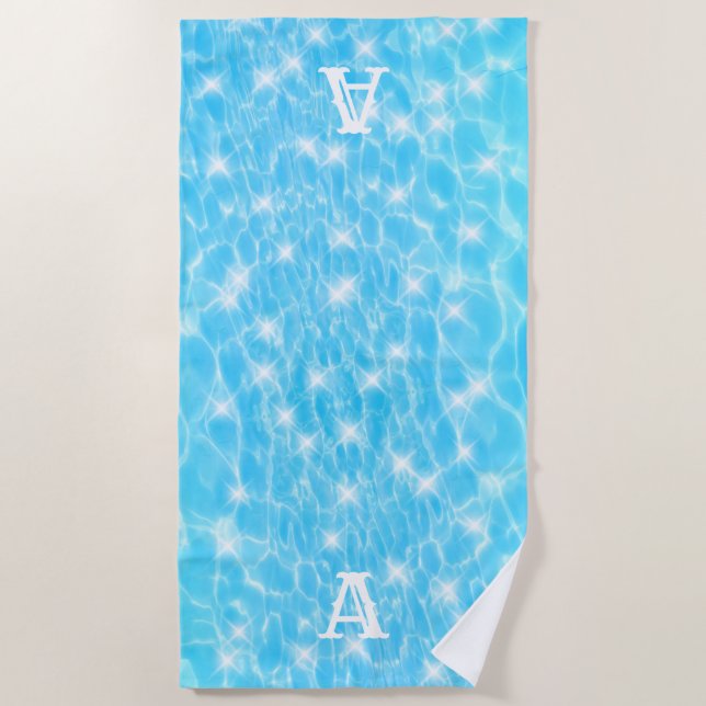 Monogramm erste Wasserrippelwasserstruktur modern Strandtuch (Vorderseite)
