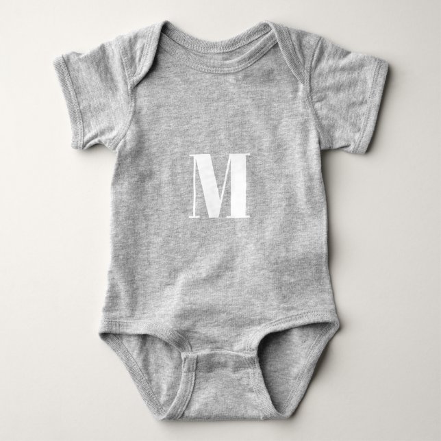 Monogramm Erstgrau anpassen Baby Strampler (Vorderseite)