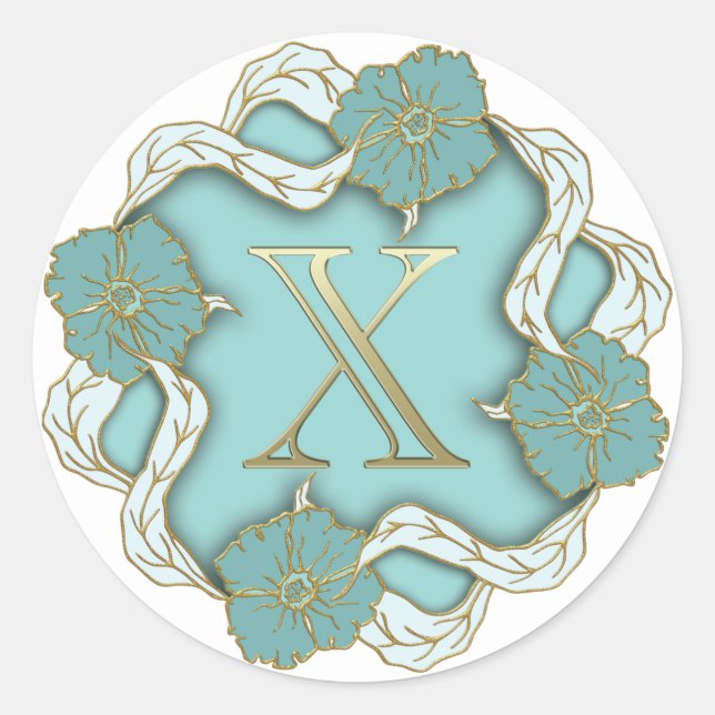 Monogramm Erstkleber X Runder Aufkleber (Vorderseite)