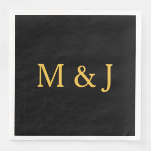 Monogramm Erstmaliger Gold Black Individuelle Name Serviette