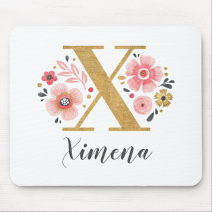 Monogramm Erstmaliger rosa Girly-Goldbrief Mousepad