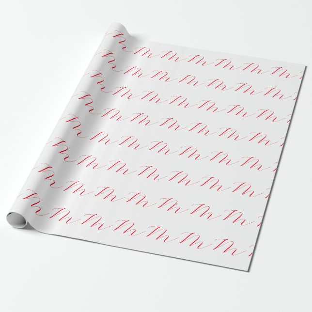 Monogramm Erstweises Weißes Rotes Minimalistisch Geschenkpapier (Ungerollt)