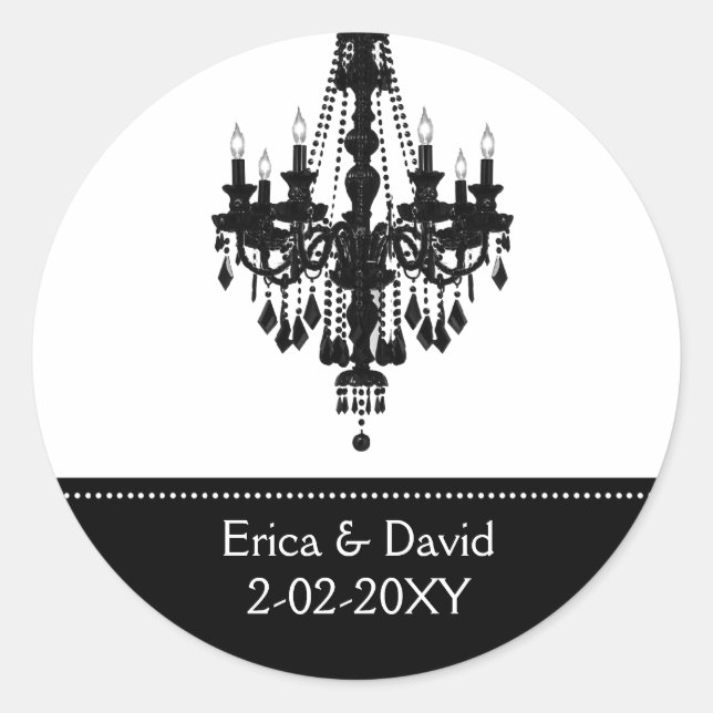 Monogramm-Etikett für Schwarzweiß Runder Aufkleber (Vorderseite)