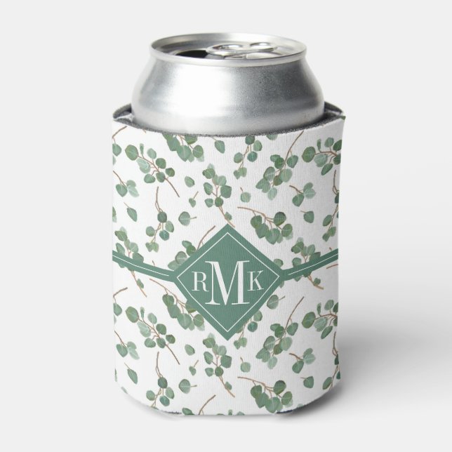 Monogramm | Eukalyptus Silver Dollar Tree Foliage Dosenkühler (Kanne Vorderseite)