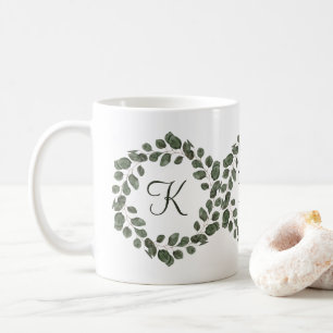 Monogramm Eukalyptusblätter Elegant Modern Kaffeetasse