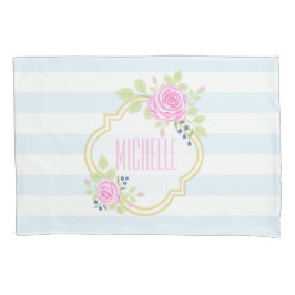 Monogramm Extravagant rosa Rosenpillowcase, Standa Kissenbezug