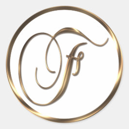 Monogramm F Imitate Bronze Runder Aufkleber