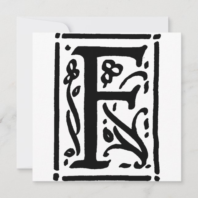 Monogramm F Initial Black and White Floral Pattern (Vorderseite)