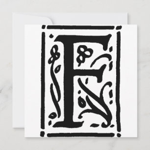 Monogramm F Initial Black and White Floral Pattern