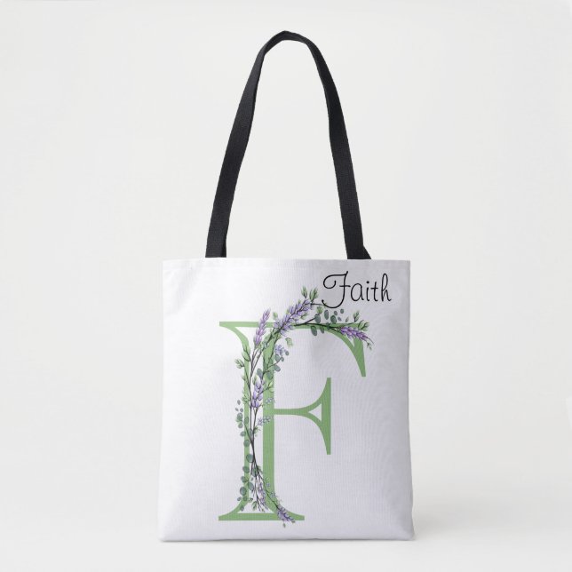 Monogramm F Lavendel Eucalyptus Tasche (Vorderseite)