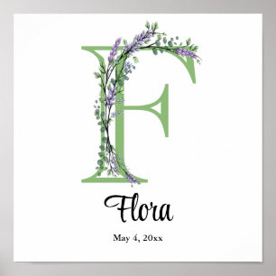 Monogramm F Lavendel-Eukalyptus Poster