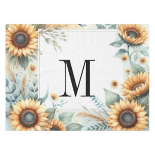 Monogramm Fall Blume und Sonnenblumen Aquarell Tischdecke