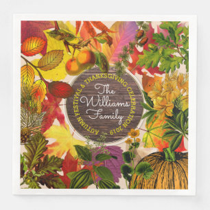 Monogramm-Fall-Herbst verlässt Collage Vintages Serviette