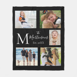 Monogramm-Familie fünf FotoCollage Fleecedecke