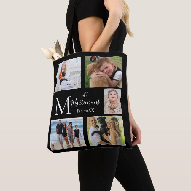Monogramm-Familie fünf FotoCollage Tasche (Von Nahem)