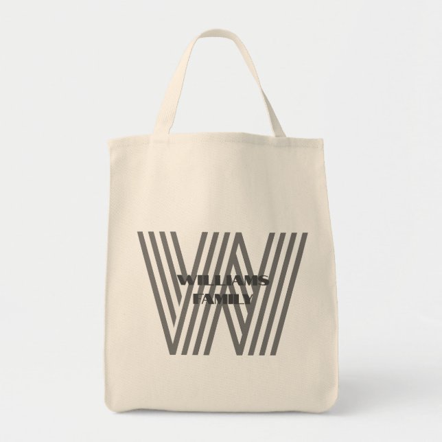 Monogramm-Familie Tote Bag minimaler Trend Tragetasche (Vorne)