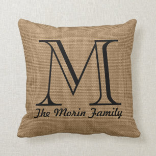 Monogramm-Familienname-Imitat-Leinwandthrow-Kissen Kissen