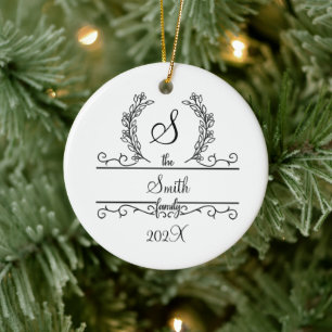 Monogramm Familienname Skript Schriftart Blätter W Keramik Ornament