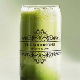 Monogramm Familienname Verziert  Datum Dosenglas