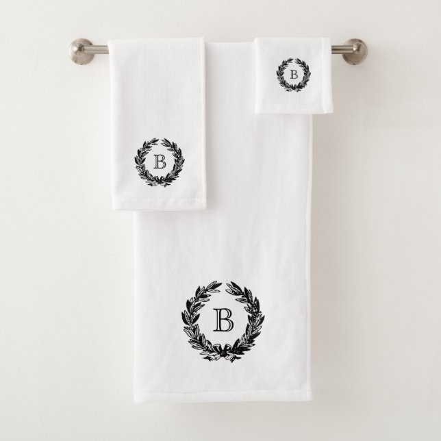 Monogramm Familienwappen Emblem Vintag Badhandtuch Set (Insitu)