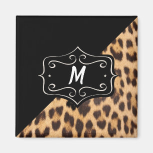 Monogramm-Fancy-Leopardenprint-Magnet Magnet