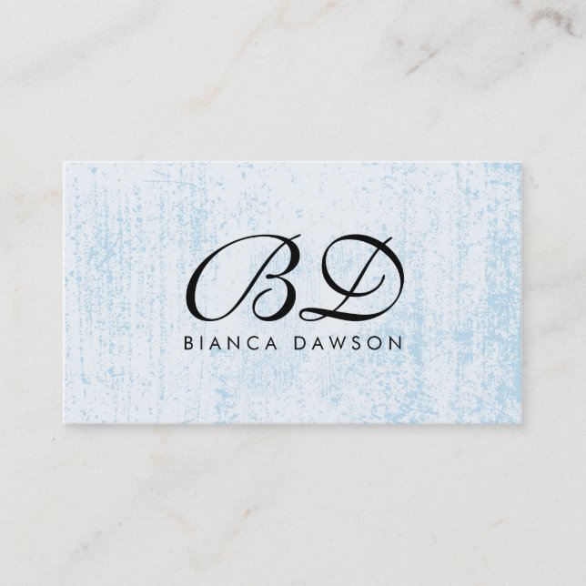 Monogramm Fancy Script Blau Grunge Visitenkarte (Vorderseite)