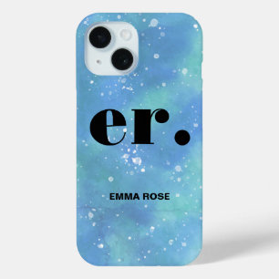 Monogramm-Fantasie-Aquarell Stilvoll Modern Minima Case-Mate iPhone Hülle
