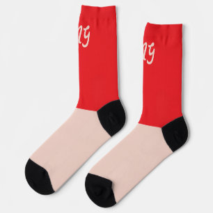 Monogramm Farbblock rot und rosa Moderne zwei Farb Socken