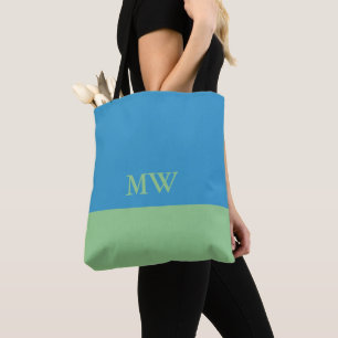 Monogramm-Farbblock-Tasche Sky Blue & Grün Tasche