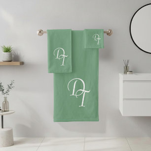 Monogramm Farbe Matcha Badhandtuch Set