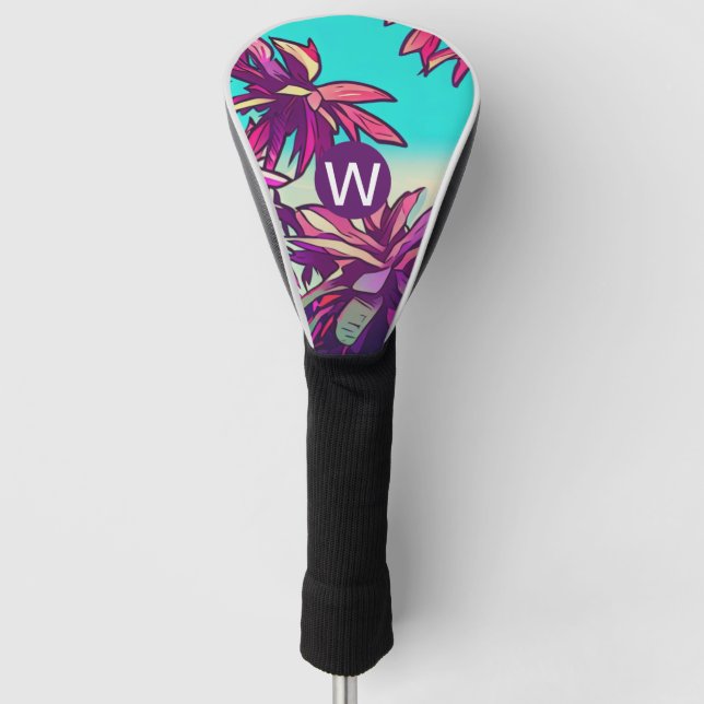 Monogramm farbenfroh tropisch golf headcover (Vorderseite)
