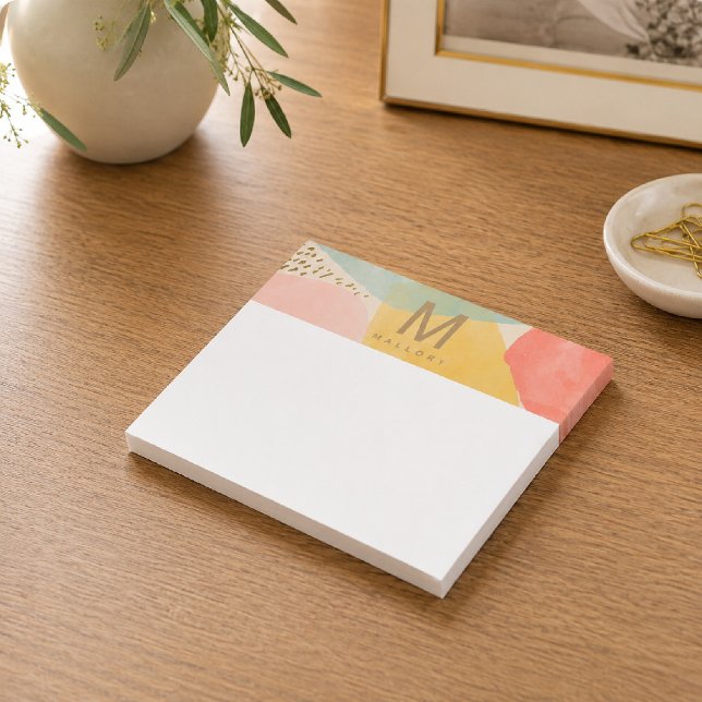 Monogramm farbige Abstrakte Formen Post-It-Notes Post-it Klebezettel (Von Creator hochgeladen)