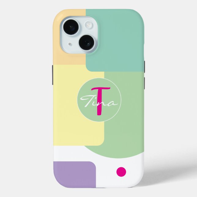 Monogramm farbiger Block grün Pink Case-Mate iPhone Hülle (Rückseite)