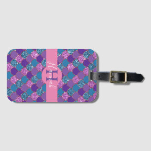 Monogramm/farbiger Mermaid-Glitzer Gepäckanhänger