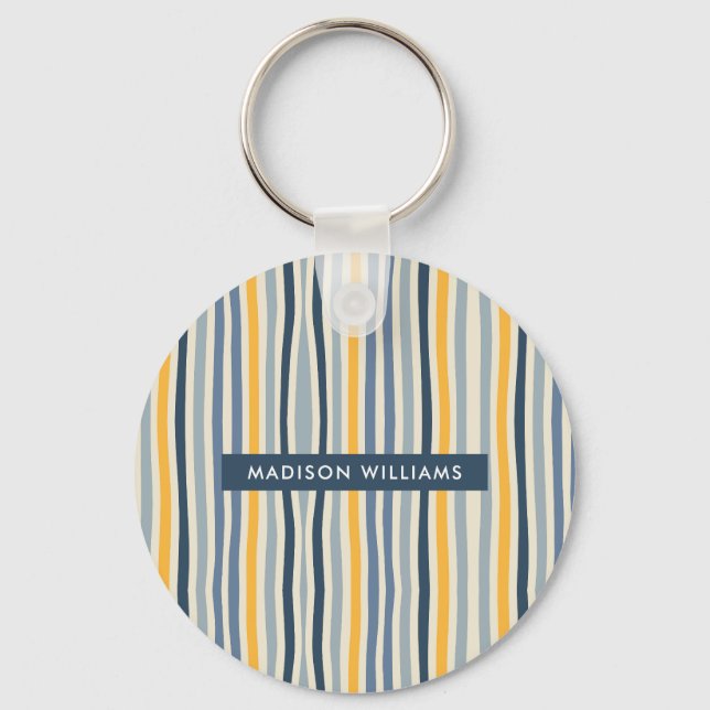 Monogramm Farblinien Moderner Minimalistischer Sch Schlüsselanhänger (Vorderseite)