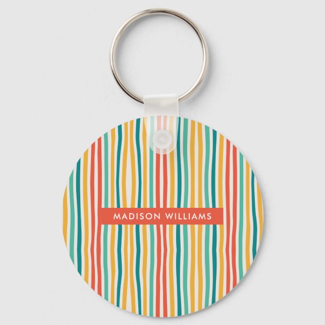 Monogramm Farblinien Moderner Minimalistischer Sch Schlüsselanhänger (Vorderseite)