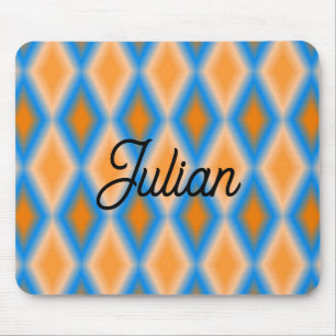 Monogramm Farbverlauf orange blaue Diamantformen Mousepad