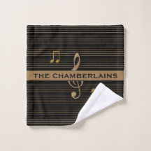 Monogramm Faux-Gold Violinschlüssel und Noten auf 