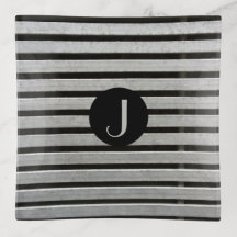 Monogramm Faux-Metall und schwarze Streifen