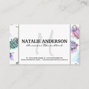Monogramm   Feathers Boho Pattern Visitenkarte